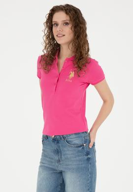 Kadın Fuşya Basic Polo Yaka Tişört - 50262700231