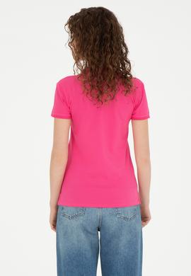 Kadın Fuşya Basic Polo Yaka Tişört - 50262700231