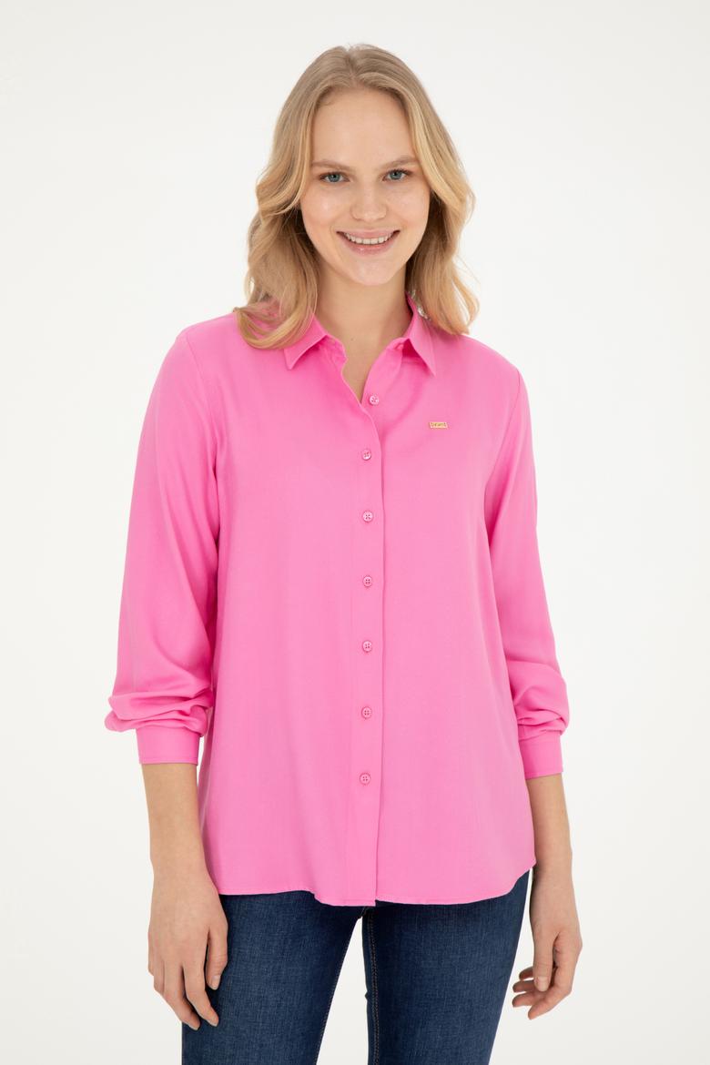 Kadın Pembe Uzun Kollu Gömlek - 50270979012