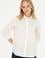 Kadın Ekru Keten Görünümlü Uzun Kollu Gömlek