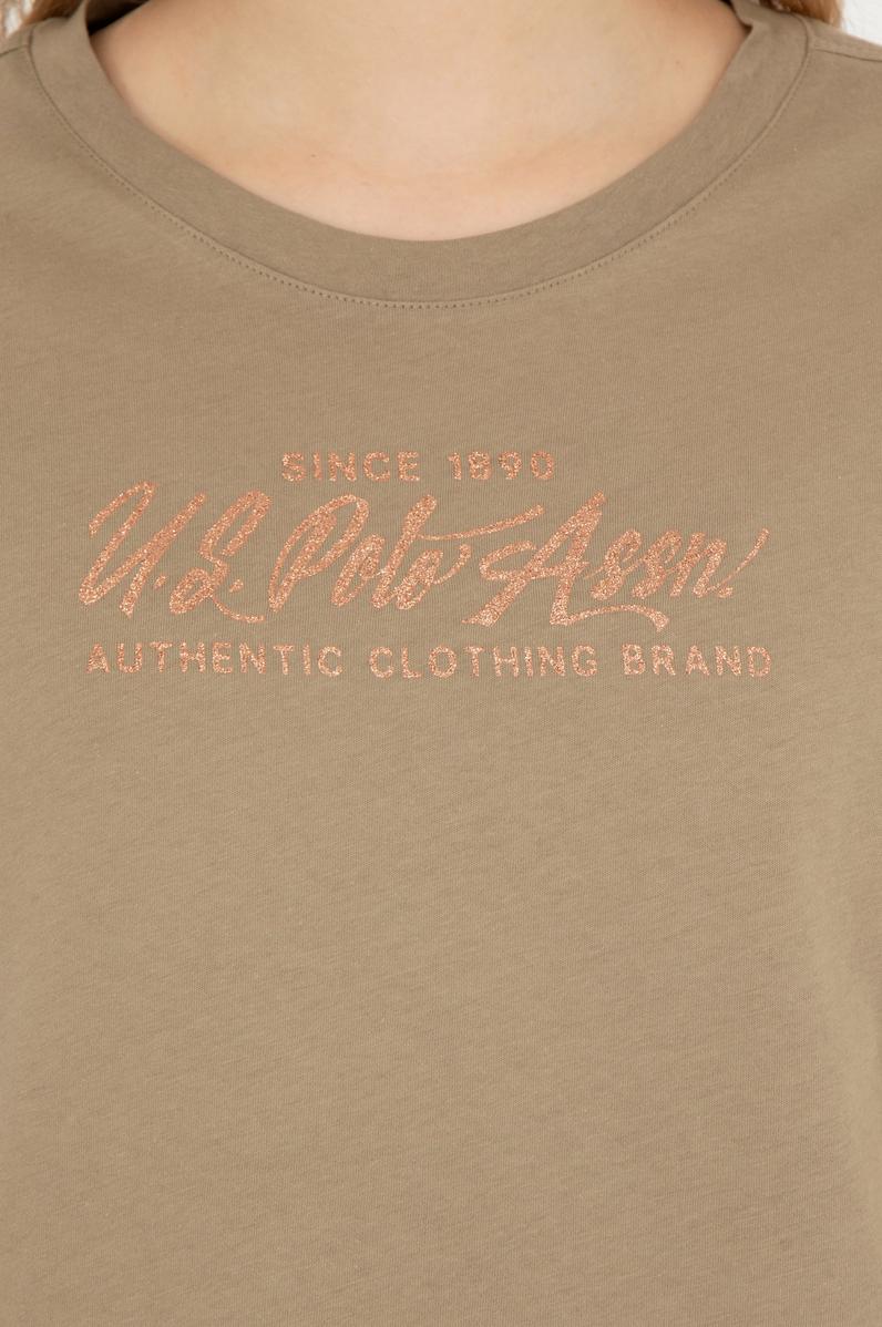 Kadın Haki Bisiklet Yaka Tişört