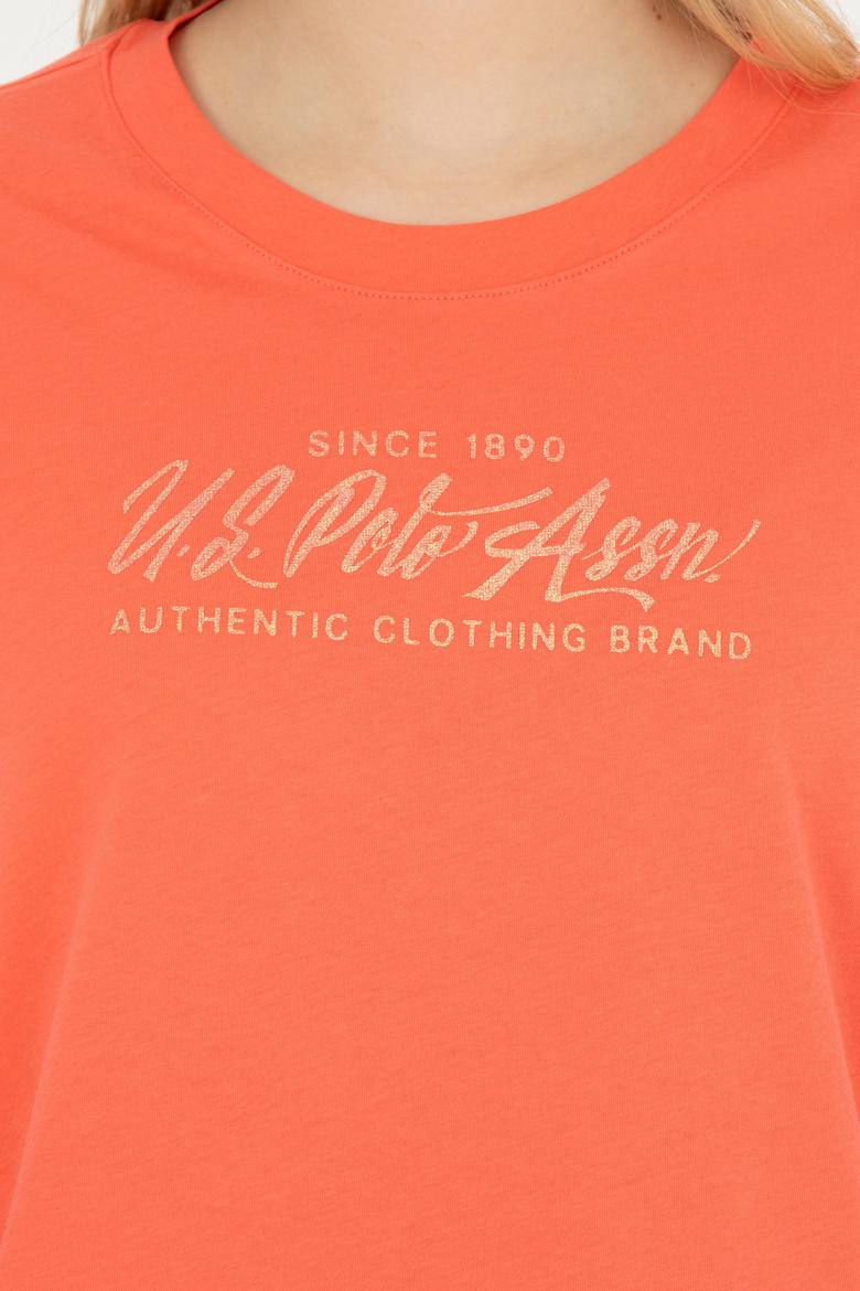 Kadın Nar Çiçeği Bisiklet Yaka Tişört - 50282898031