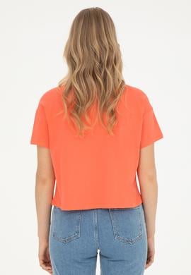 Kadın Nar Çiçeği Bisiklet Yaka Tişört - 50282898031