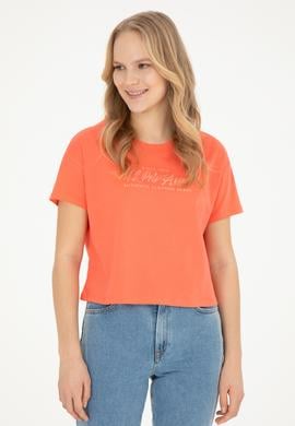 Kadın Nar Çiçeği Bisiklet Yaka Tişört - 50282898031