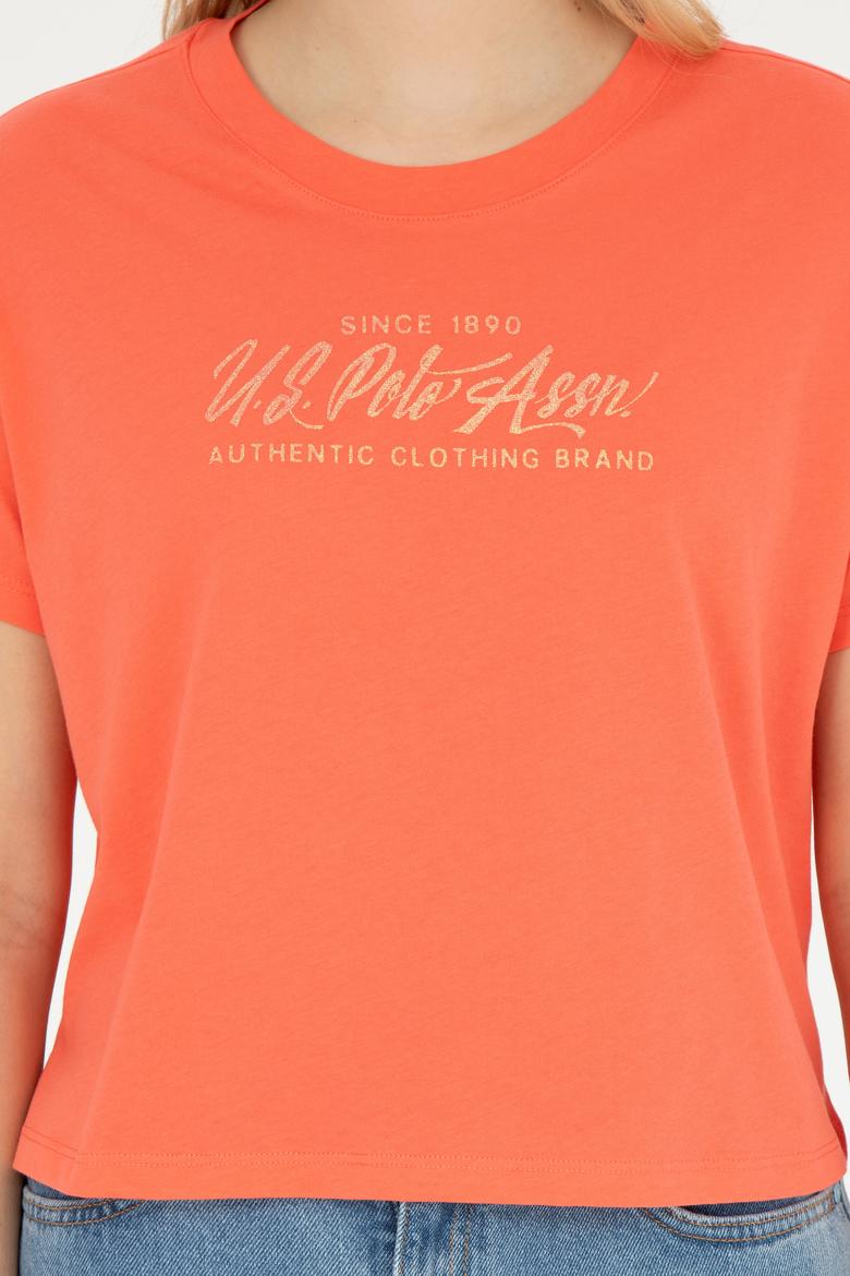 Kadın Nar Çiçeği Bisiklet Yaka Tişört - 50282898031