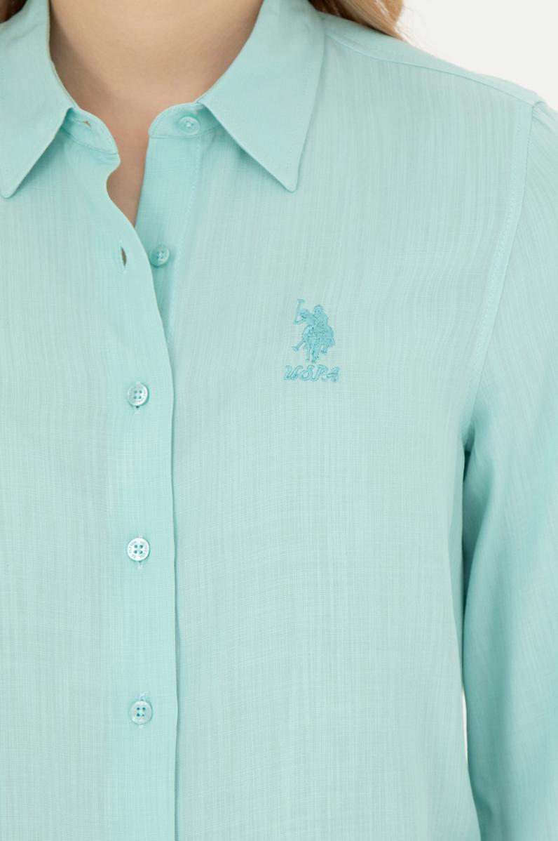 Kadın Su Yeşili Uzun Kollu Gömlek