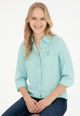 Kadın Su Yeşili Uzun Kollu Gömlek - 50283730011