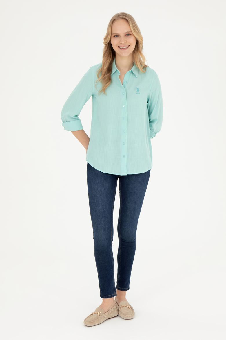 Kadın Su Yeşili Uzun Kollu Gömlek - 50283730011
