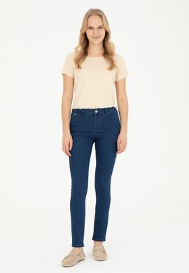 Kadın Krem Bisiklet Yaka Tişört - 50285532013