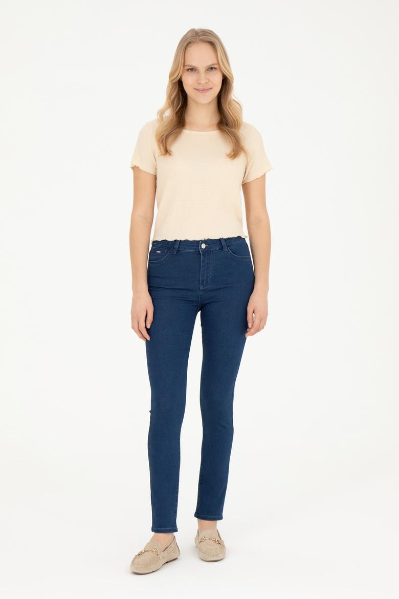 Kadın Krem Bisiklet Yaka Tişört - 50285532013