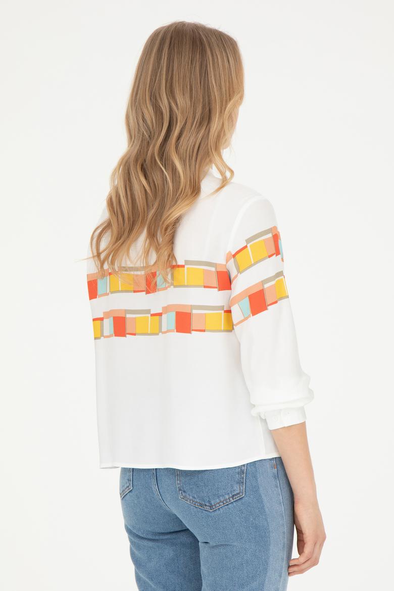 Kadın Nar Çiçeği Uzun Kollu Gömlek - 50283417014