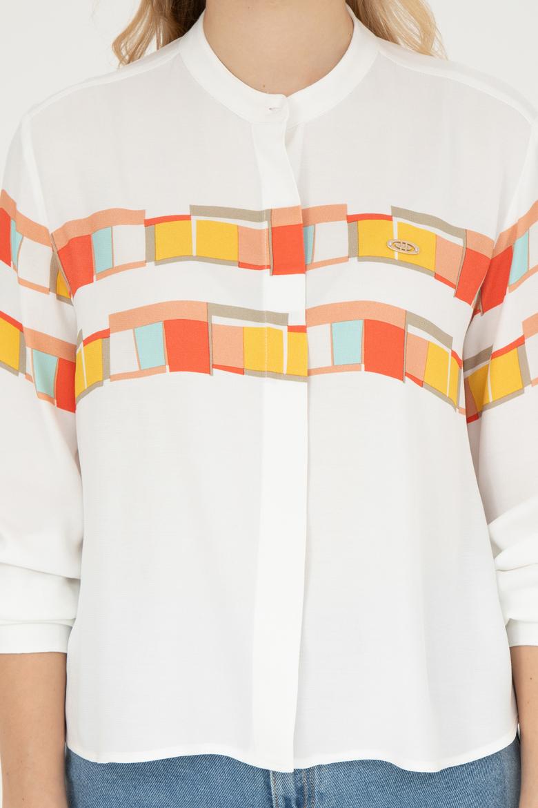 Kadın Nar Çiçeği Uzun Kollu Gömlek - 50283417014