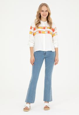 Kadın Nar Çiçeği Uzun Kollu Gömlek - 50283417014