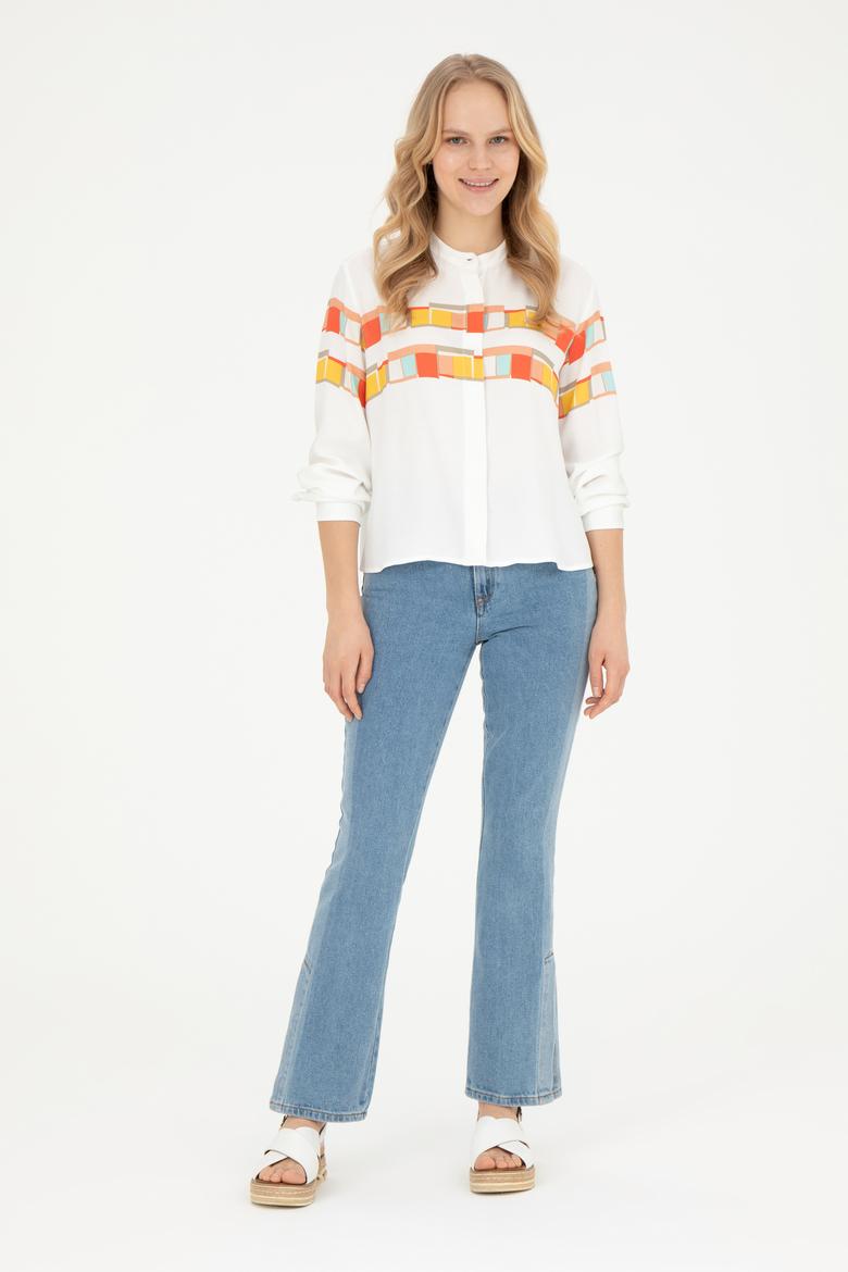 Kadın Nar Çiçeği Uzun Kollu Gömlek - 50283417014