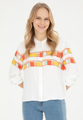 Kadın Nar Çiçeği Uzun Kollu Gömlek - 50283417014