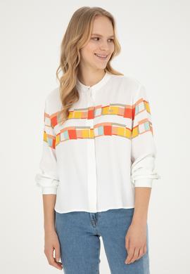 Kadın Nar Çiçeği Uzun Kollu Gömlek - 50283417014