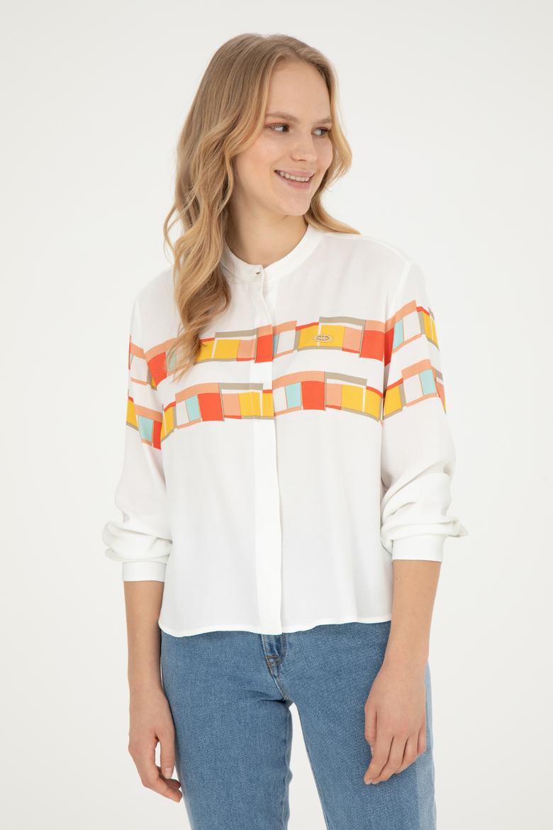 Kadın Nar Çiçeği Uzun Kollu Gömlek - 50283417014