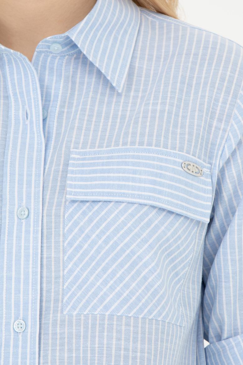 Kadın Açık Mavi Uzun Kollu Gömlek - 50283422004