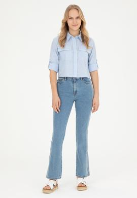 Kadın Açık Mavi Uzun Kollu Gömlek - 50283422004