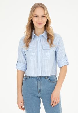 Kadın Açık Mavi Uzun Kollu Gömlek - 50283422004