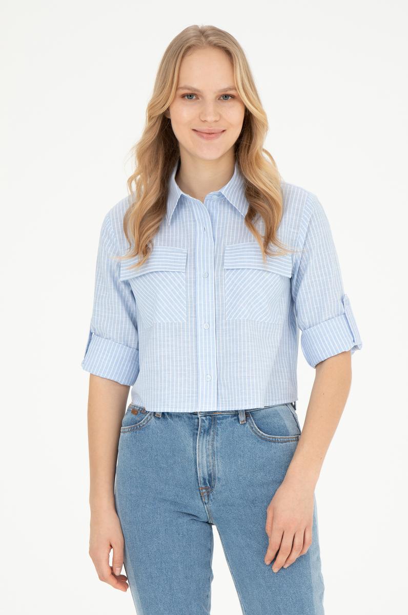 Kadın Açık Mavi Uzun Kollu Gömlek