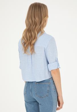Kadın Açık Mavi Uzun Kollu Gömlek - 50283422004