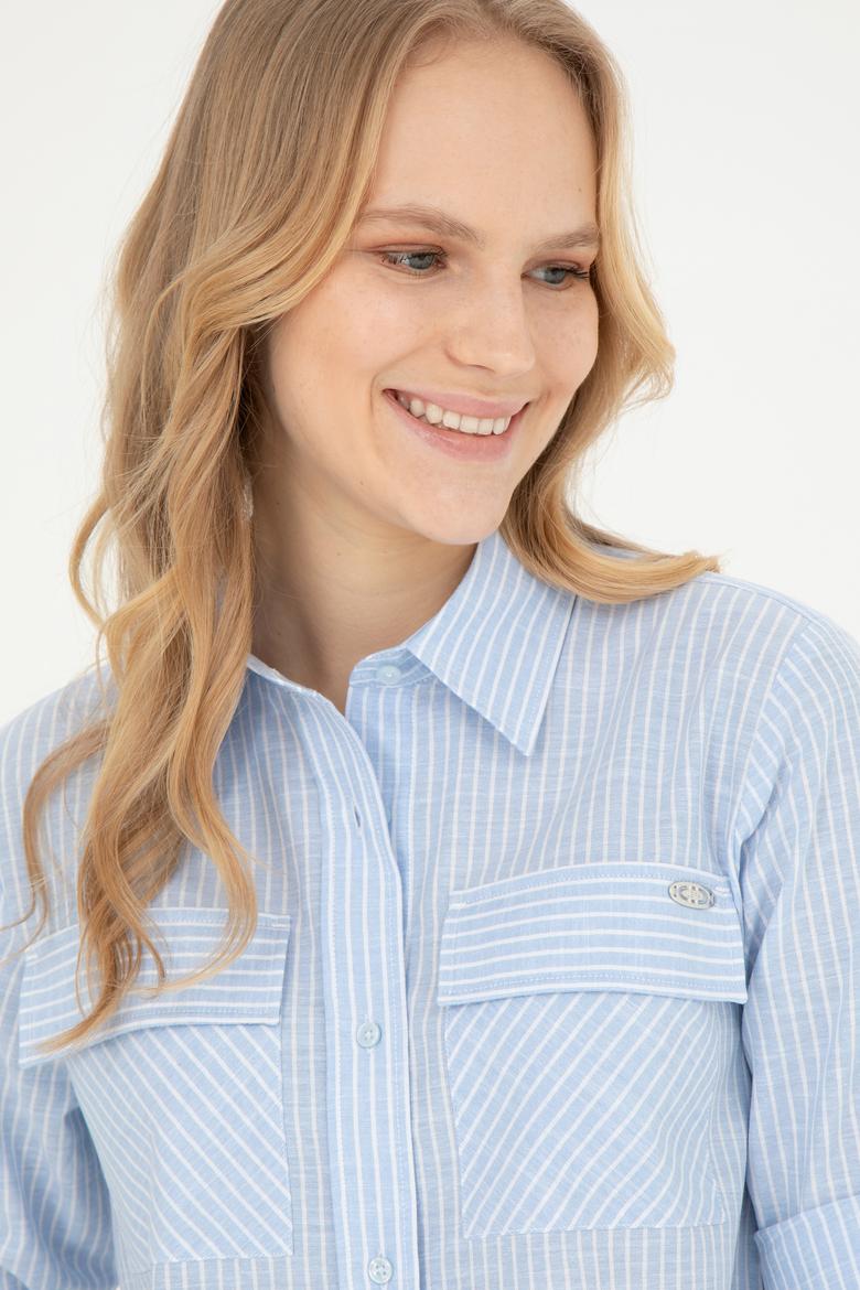 Kadın Açık Mavi Uzun Kollu Gömlek - 50283422004