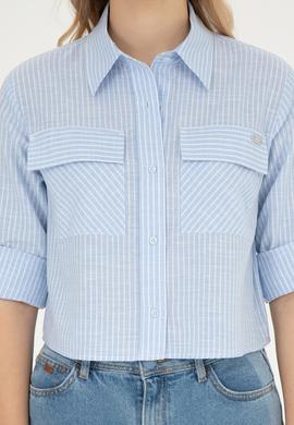 Kadın Açık Mavi Uzun Kollu Gömlek - 50283422004