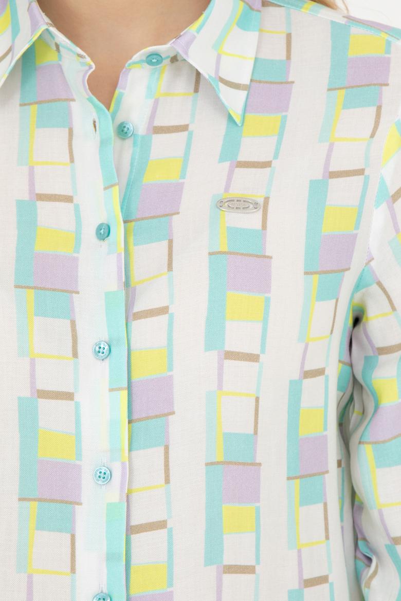 Kadın Mint Uzun Kollu Gömlek - 50283424009