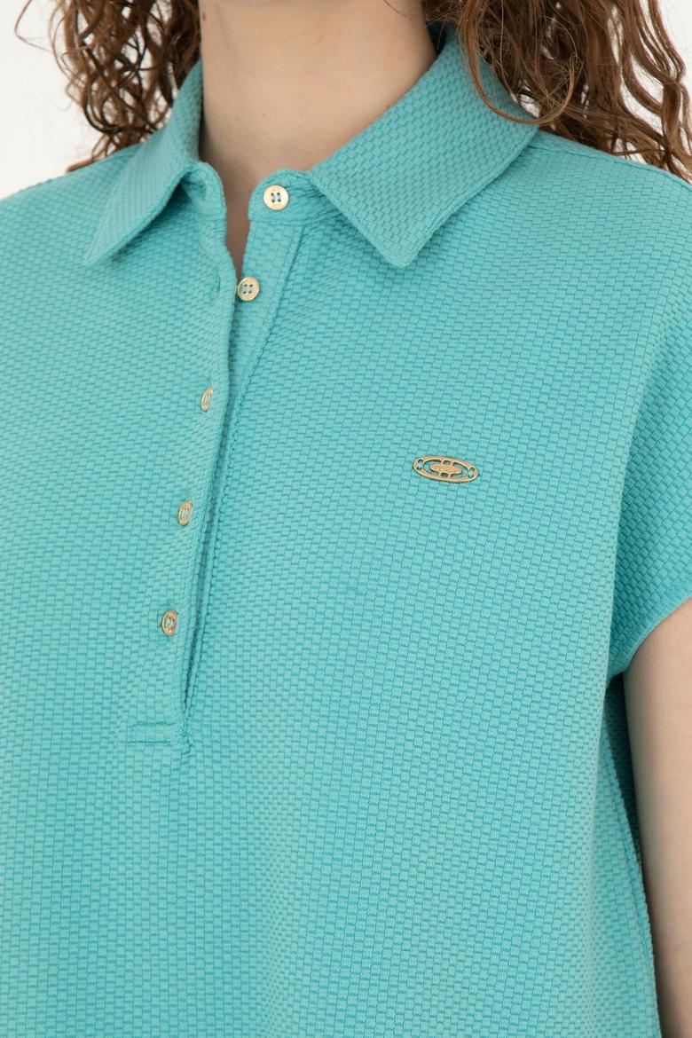 Kadın Mint Polo Yaka Tişört - 50281924014