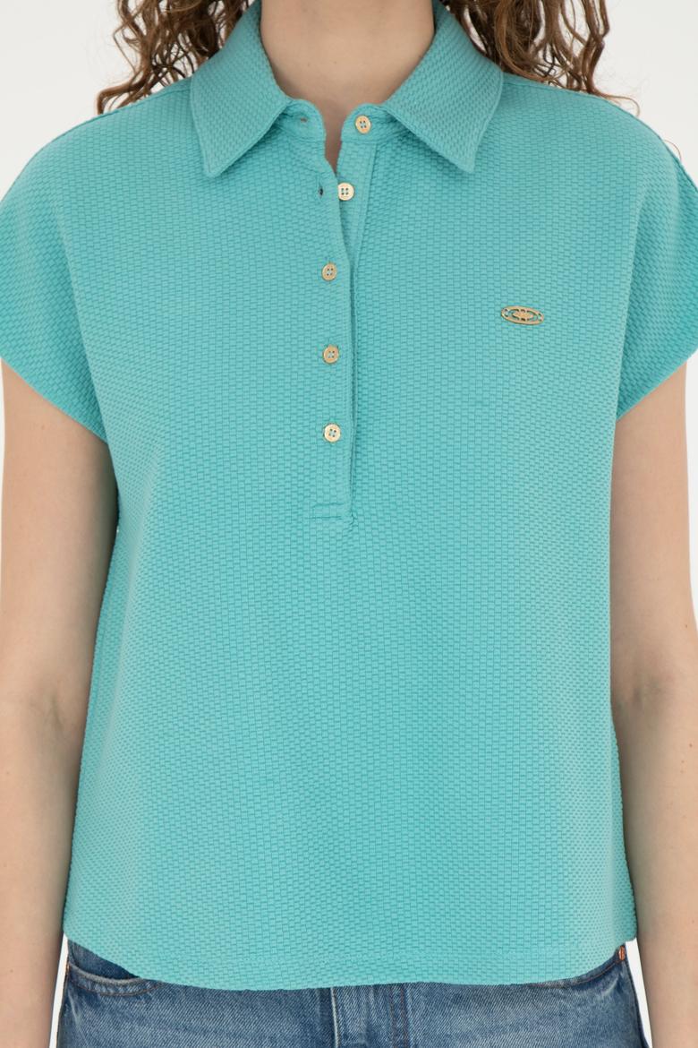 Kadın Mint Polo Yaka Tişört - 50281924014