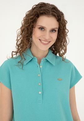 Kadın Mint Polo Yaka Tişört - 50281924014