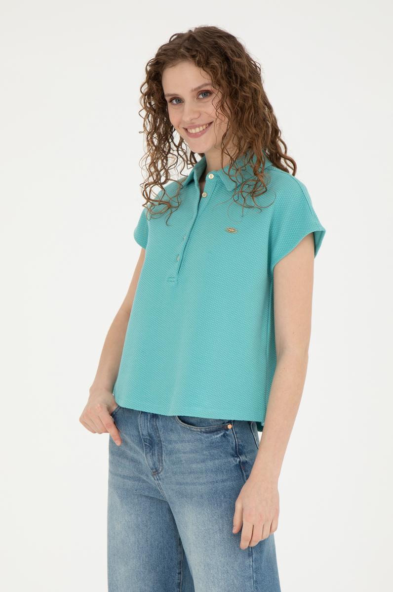 Kadın Mint Polo Yaka Tişört