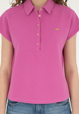 Kadın Menekşe Polo Yaka Tişört - 50281924021