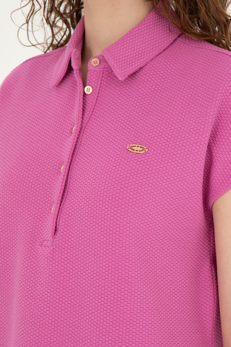 Kadın Menekşe Polo Yaka Tişört - 50281924021