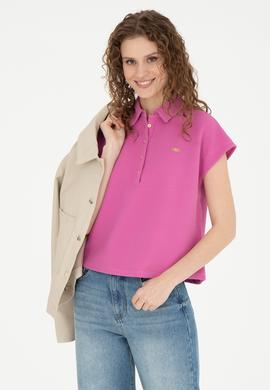 Kadın Menekşe Polo Yaka Tişört - 50281924021