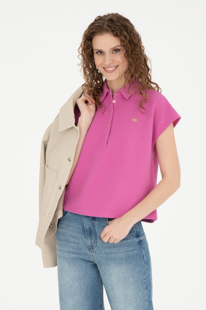 Kadın Menekşe Polo Yaka Tişört