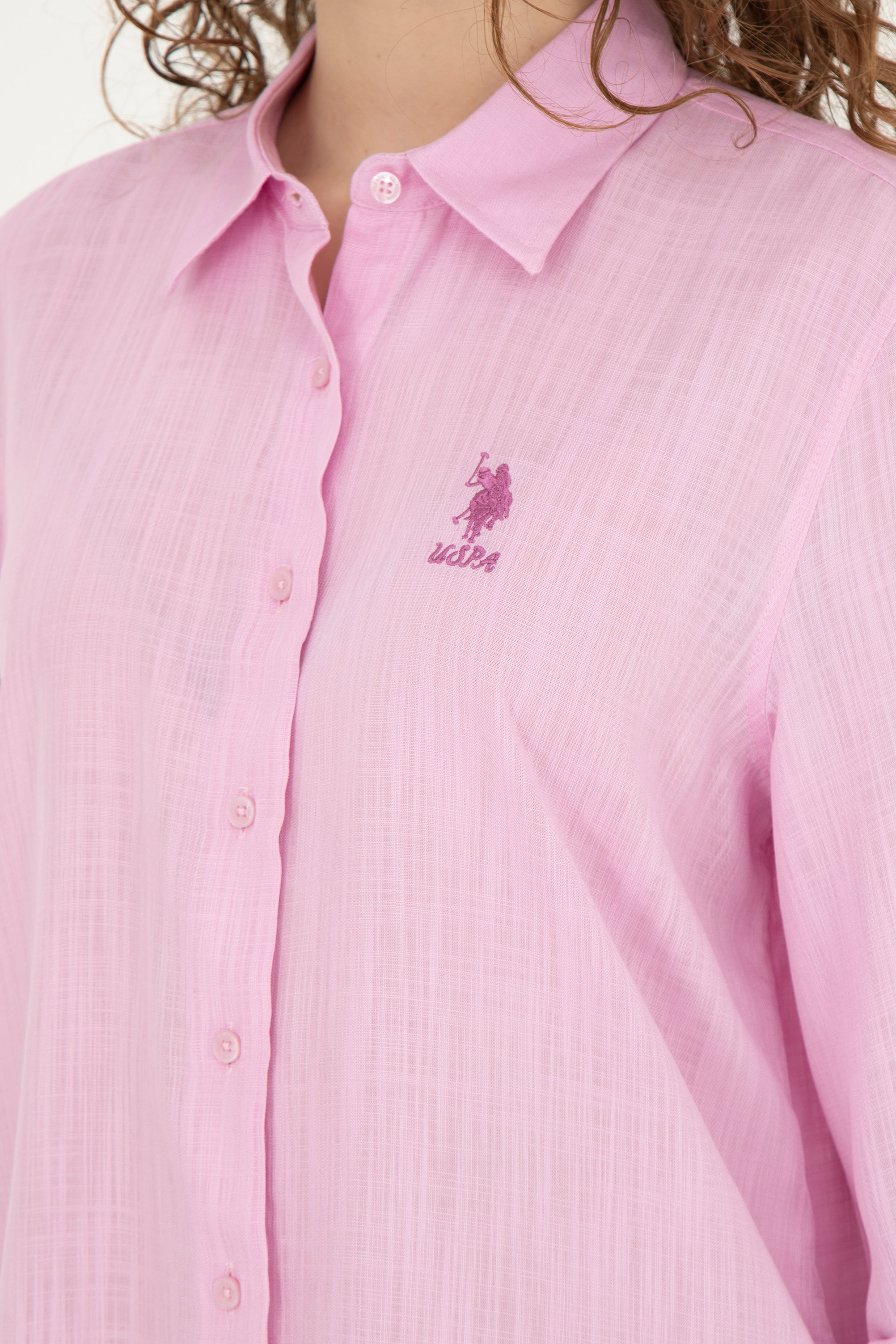 Kadın Pembe Uzun Kollu Gömlek - Image 7