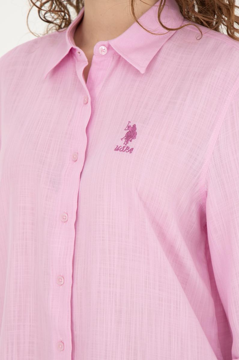 Kadın Pembe Uzun Kollu Gömlek