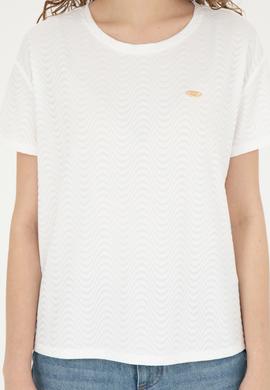 Kadın Ekru Bisiklet Yaka Tişört - 50281900030