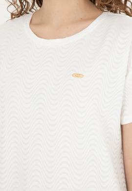 Kadın Ekru Bisiklet Yaka Tişört - 50281900030