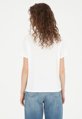 Kadın Ekru Bisiklet Yaka Tişört - 50281900030