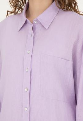 Kadın Lila Keten Uzun Kollu Gömlek - 50285878029
