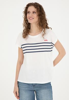 Kadın Ekru Bisiklet Yaka Tişört - 50286112003