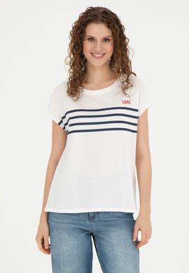 Kadın Ekru Bisiklet Yaka Tişört - 50286112003