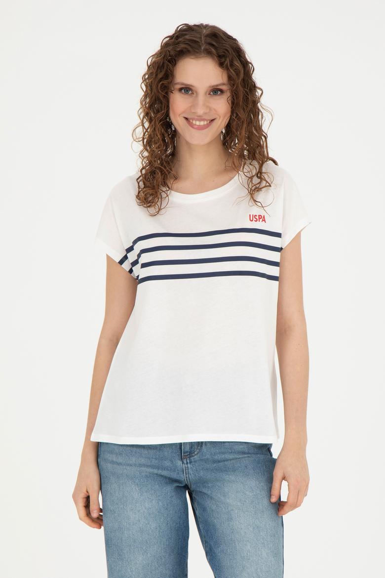 Kadın Ekru Bisiklet Yaka Tişört - 50286112003