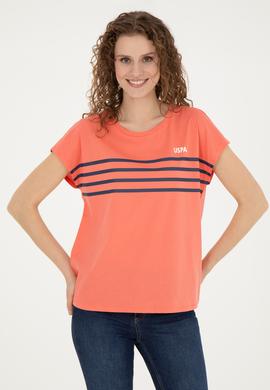 Kadın Nar Çiçeği Bisiklet Yaka Tişört - 50286112023