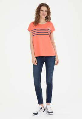 Kadın Nar Çiçeği Bisiklet Yaka Tişört - 50286112023