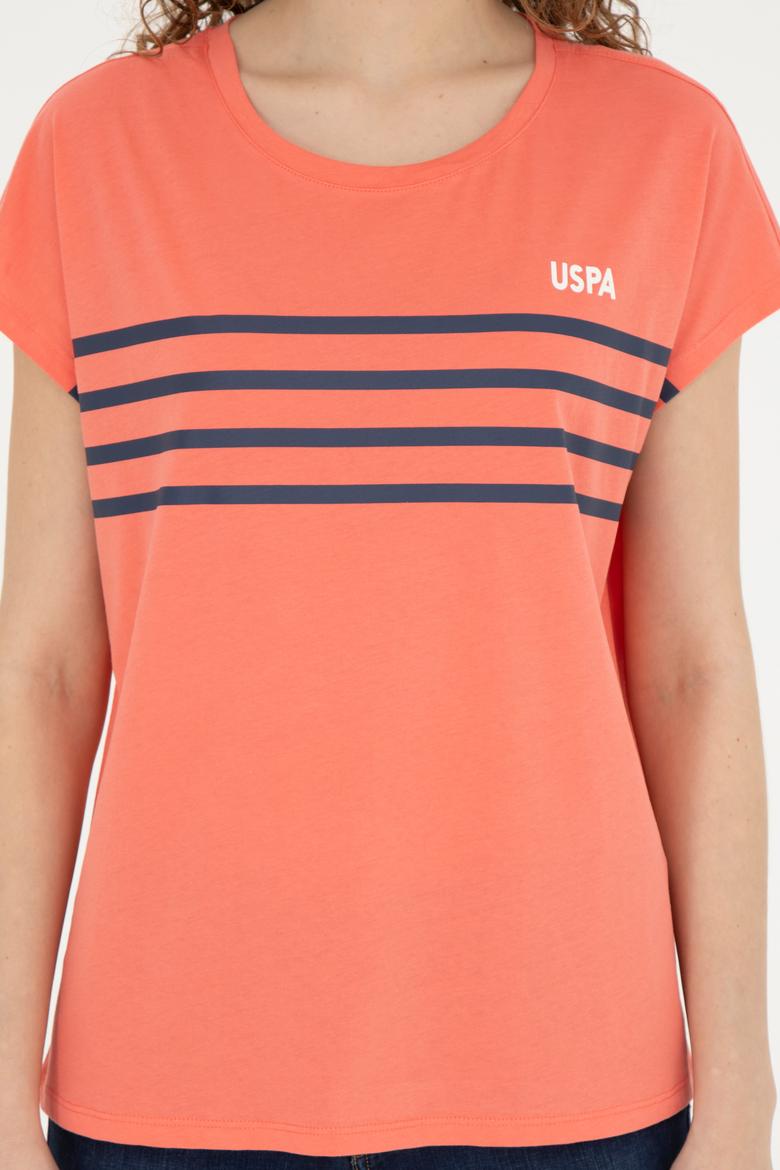 Kadın Nar Çiçeği Bisiklet Yaka Tişört - 50286112023