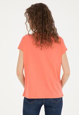 Kadın Nar Çiçeği Bisiklet Yaka Tişört - 50286112023